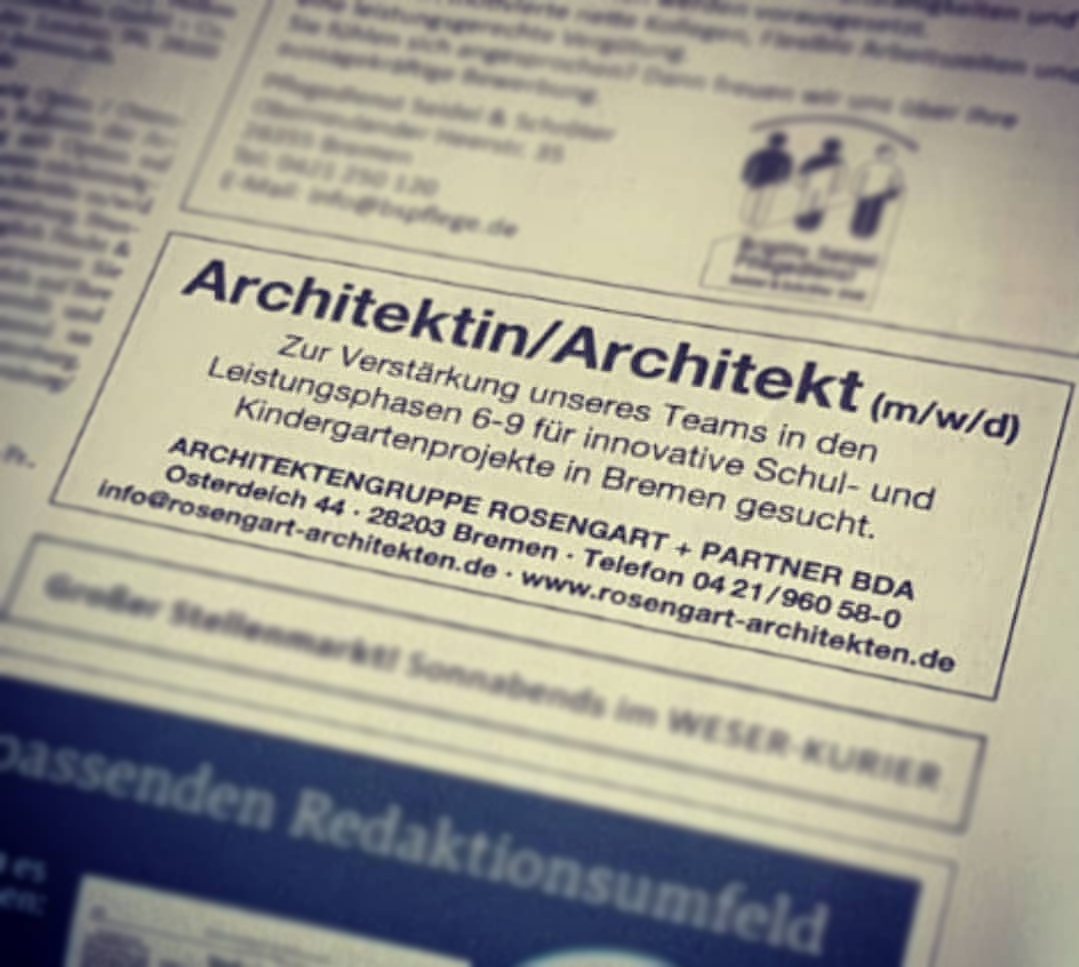 Architektin/ Architekt gesucht